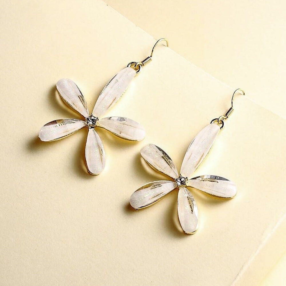Any 2/$20! Ivory & Crystal Flower Earrings - Picture 7 of 12
